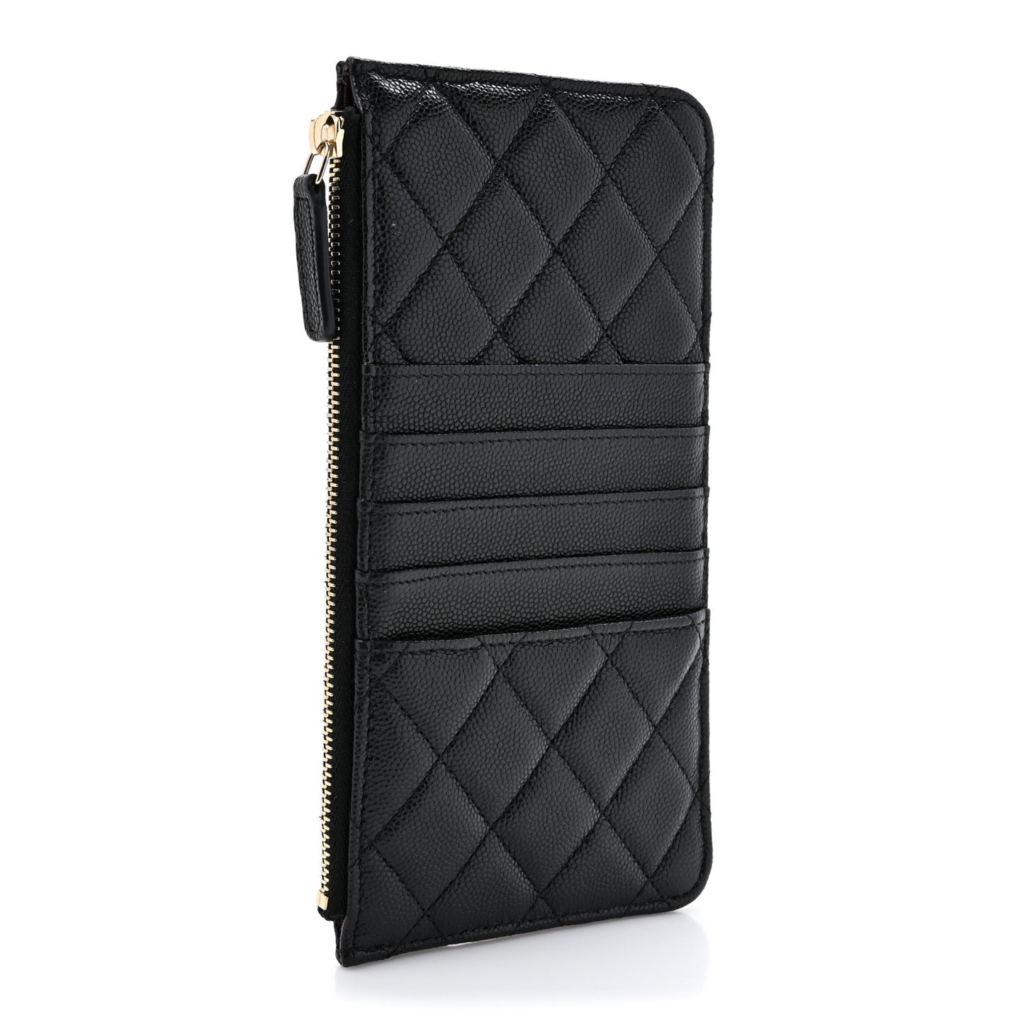 Caviar Quilted Classic Flat Wallet Pouch Black
