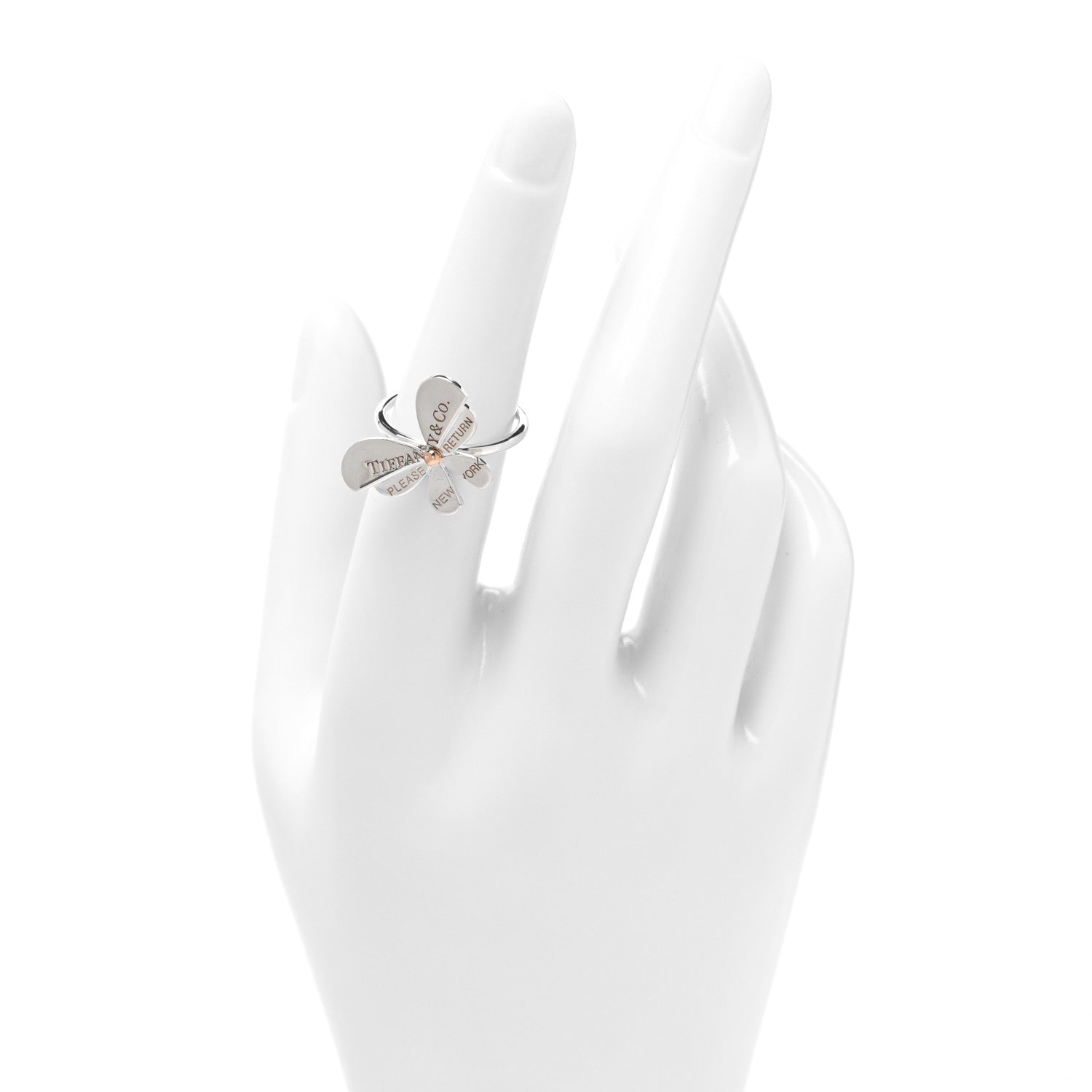 Tiffany Sterling Silver 18K Rose Gold Return to Tiffany Love Bugs Butterfly Ring 52 6 2 of 5