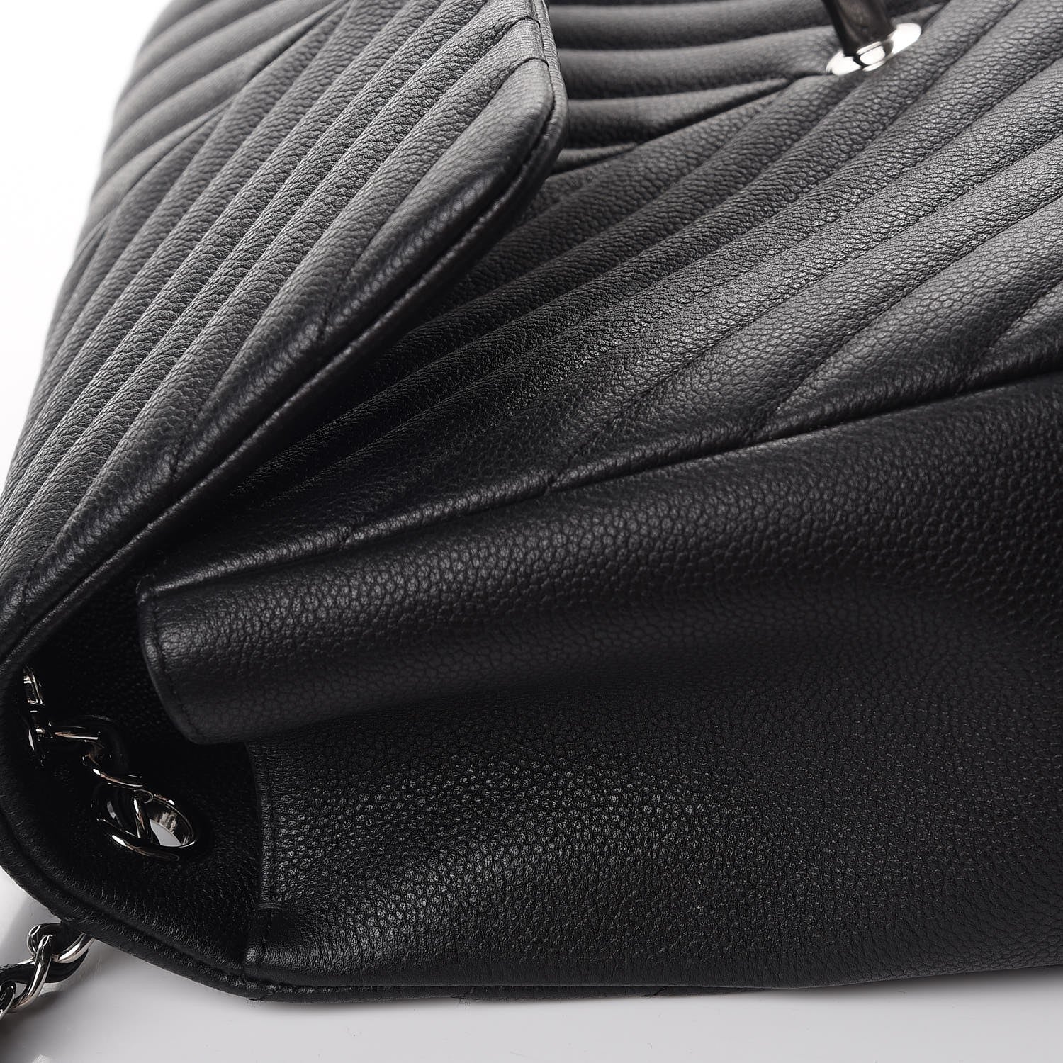 Chanel Caviar Chevron Quilted Large Puffy CC Flap Black 8 of 9