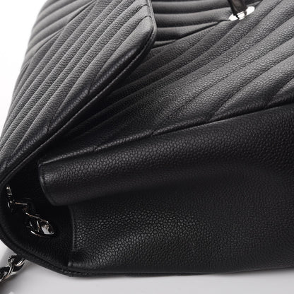 Chanel Caviar Chevron Quilted Large Puffy CC Flap Black 8 of 9