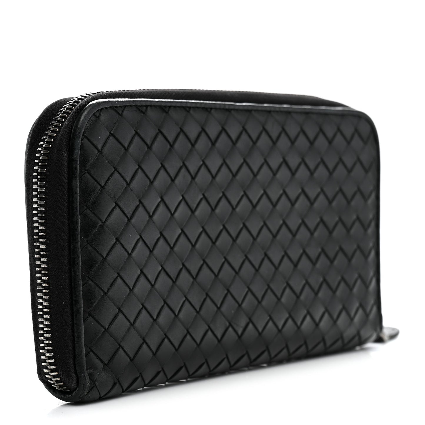 Nappa Intrecciato Zip Around Wallet Black