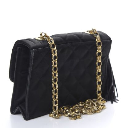 Chanel Satin Quilted Tassel Mini Flap Black 2 of 11