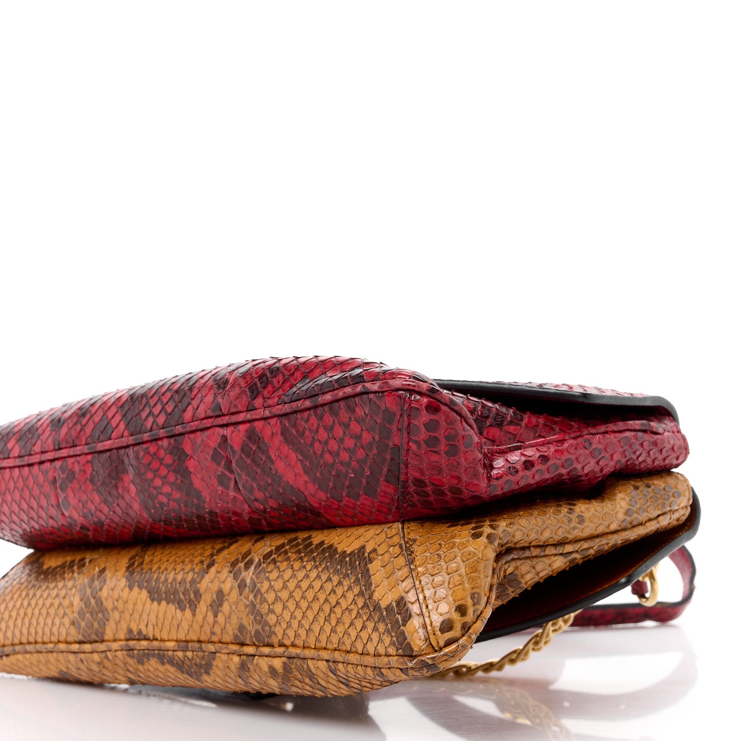 Gucci Snakeskin Medium Thiara Double Envelope Shoulder Bag Red Orange 11 of 15