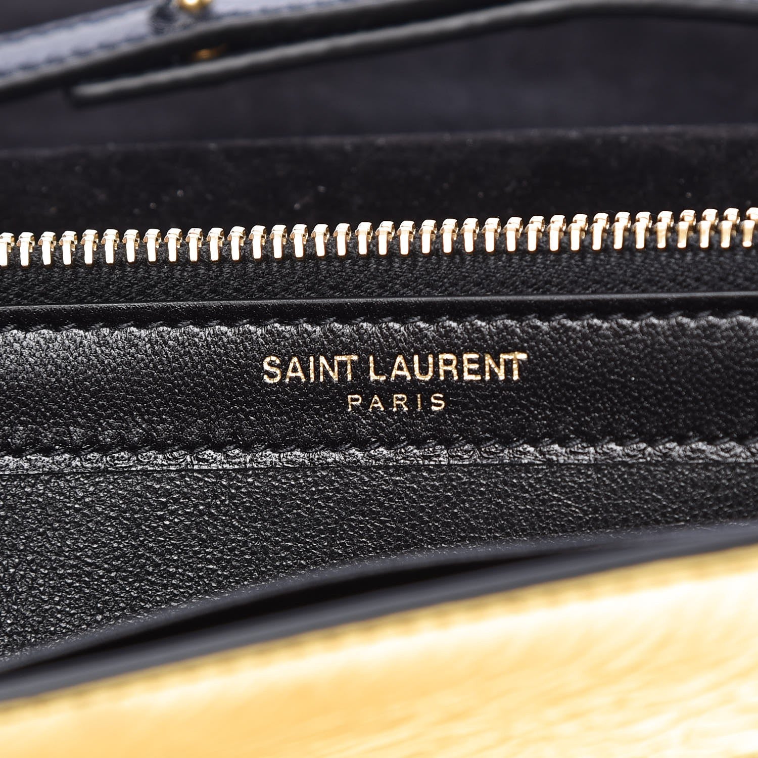 Saint Laurent Metallic Calfskin Monogram Chain Wallet Gold Black 6 of 10