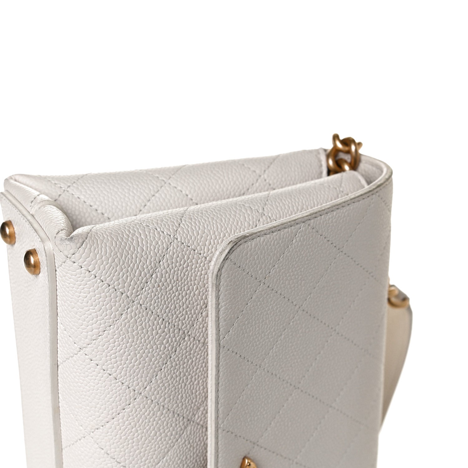 Chanel Grained Calfskin Small Stitched Flap White 14 of 18