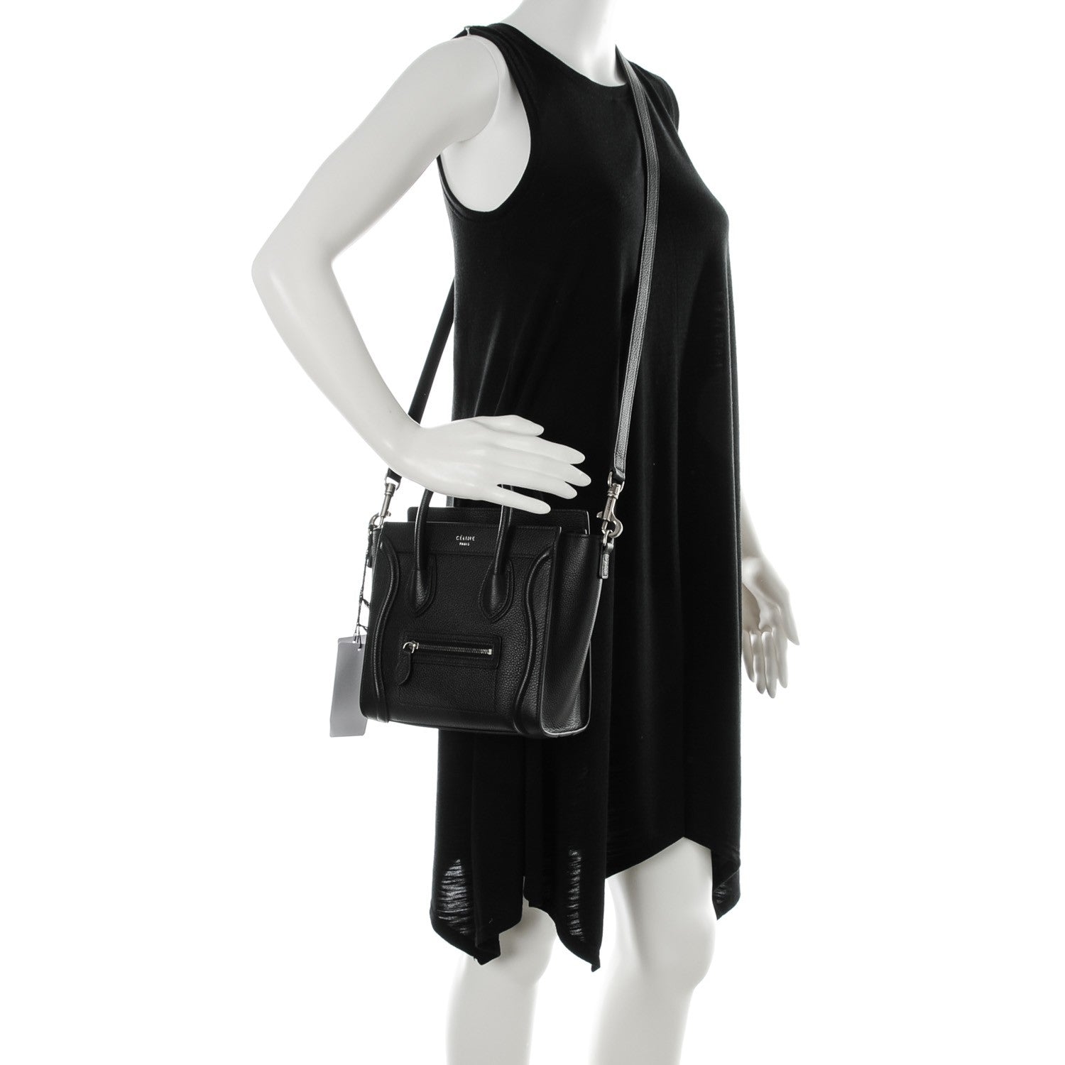 Celine Drummed Calfskin Nano Luggage Black 2 of 7