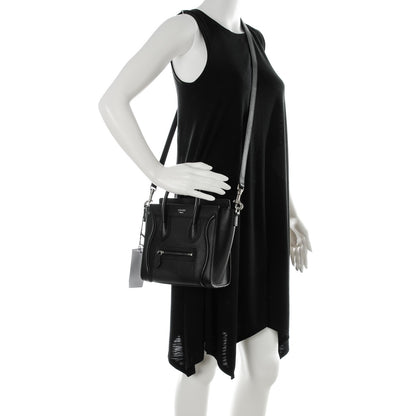 Celine Drummed Calfskin Nano Luggage Black 2 of 7