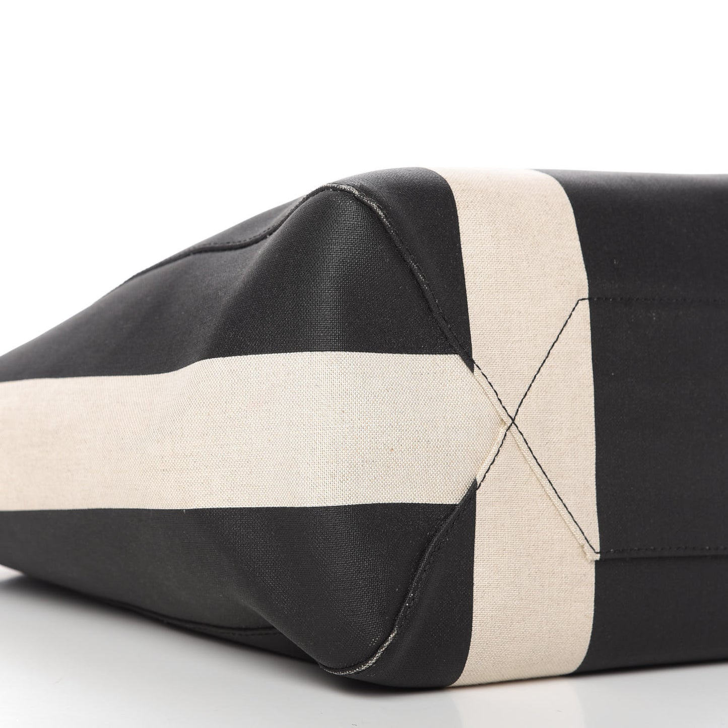 Canvas Stripe Ilse East West Shopper Tote Black White