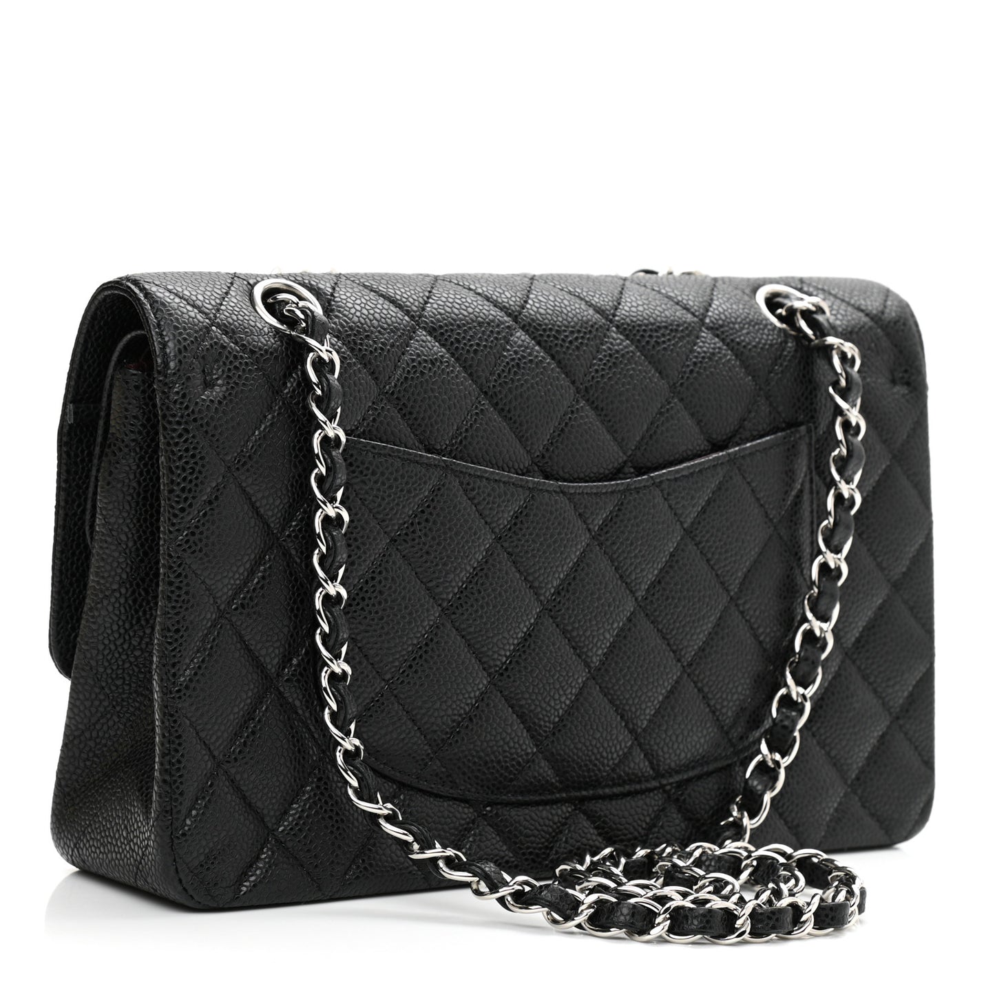 Caviar Quilted Medium Double Flap Black