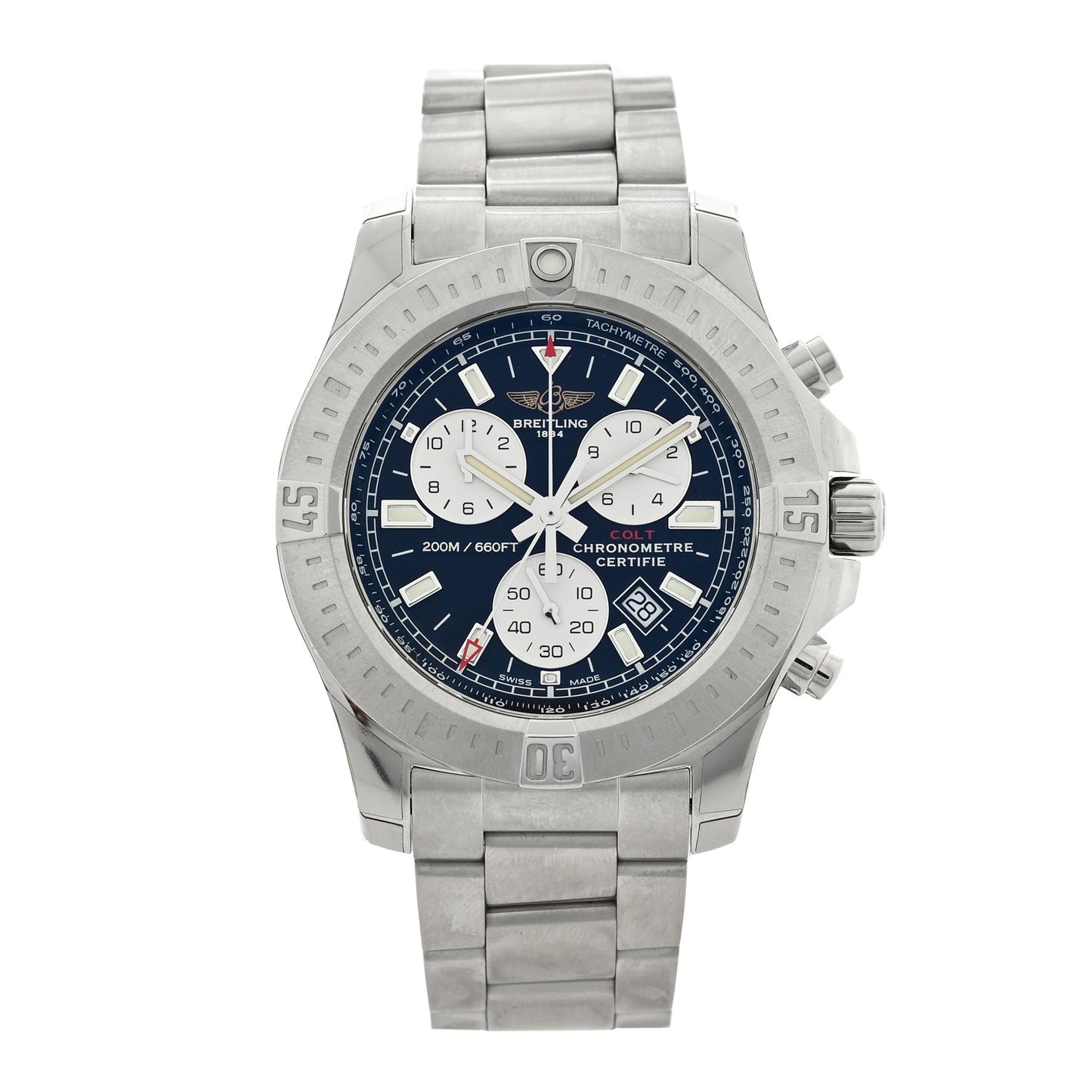 Stainless Steel 44mm Colt Chronograph Quartz Watch Black A73388