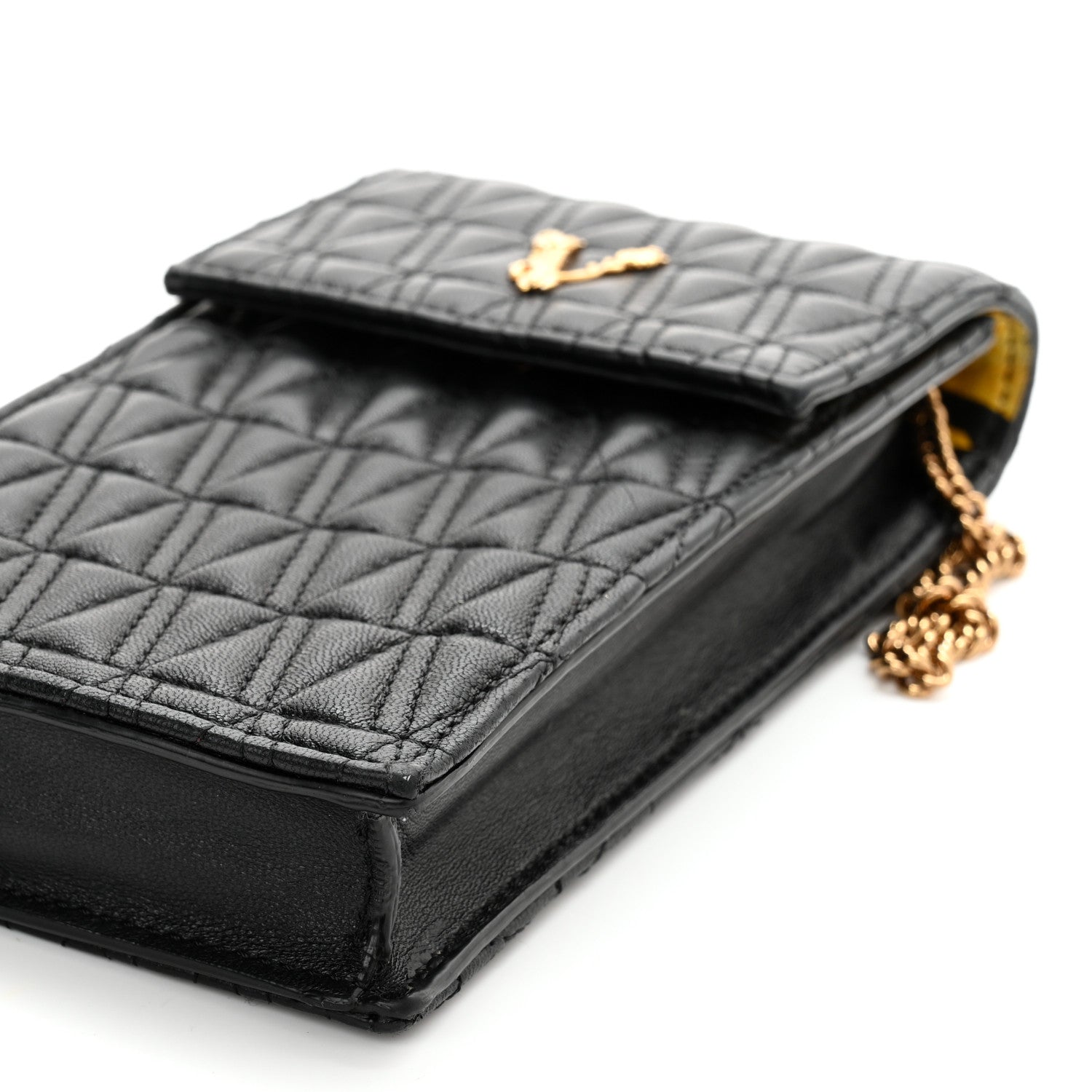 Versace Nappa Quilted Virtus Cell Phone Crossbody Black 9 of 9
