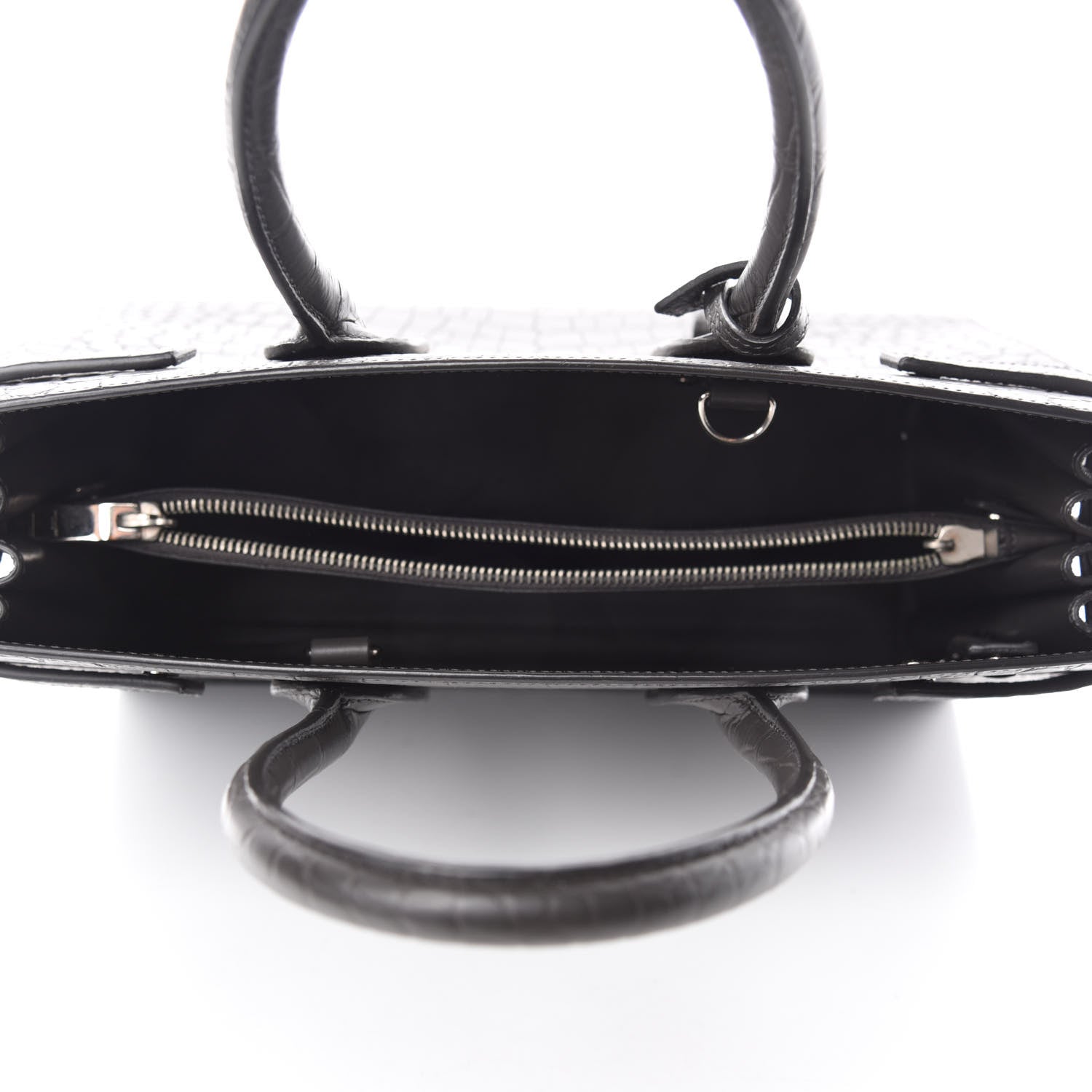 Saint Laurent Calfskin Crocodile Embossed Small Sac De Jour Dark Brown 5 of 10