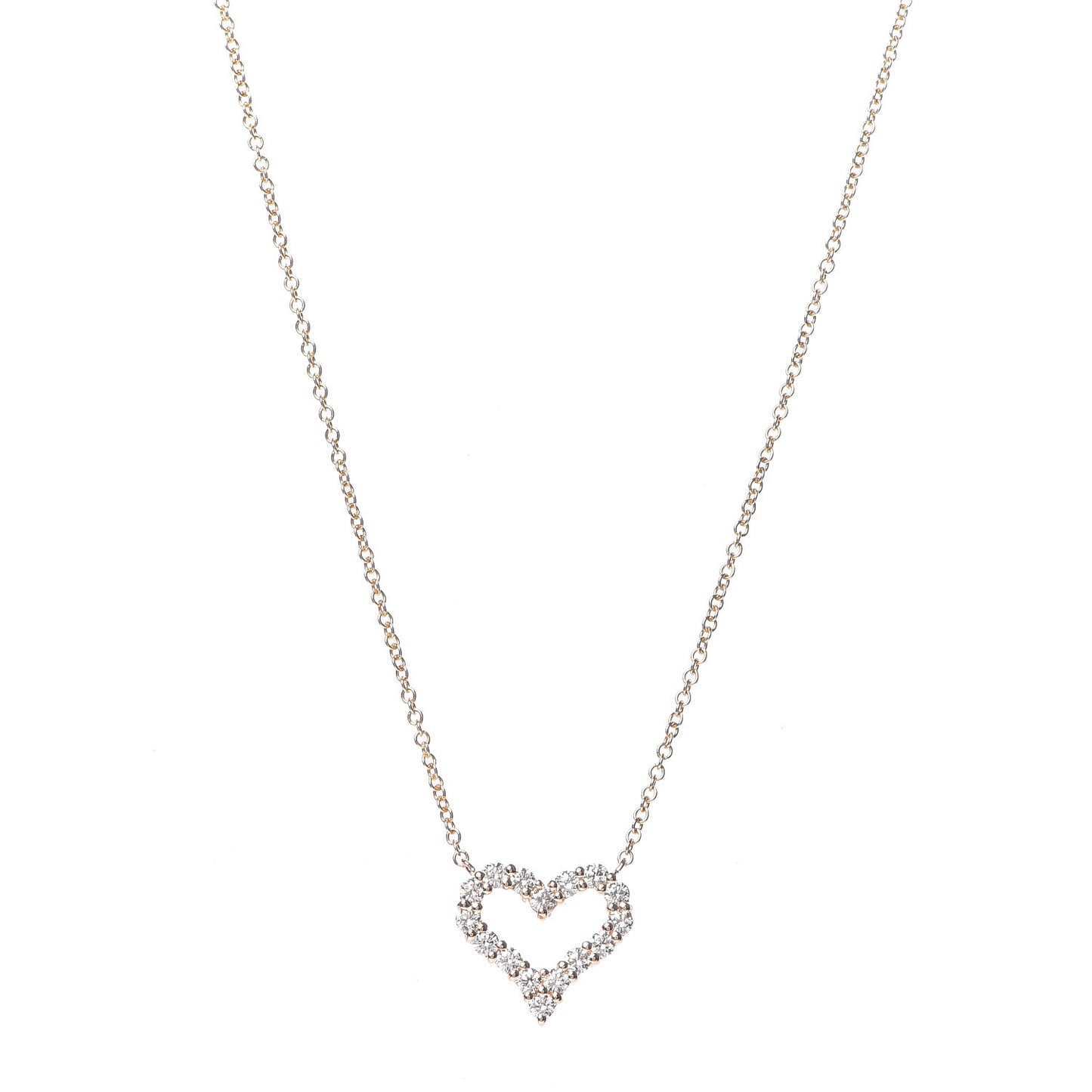 18K Rose Gold Diamond Mini Heart Pendant Necklace