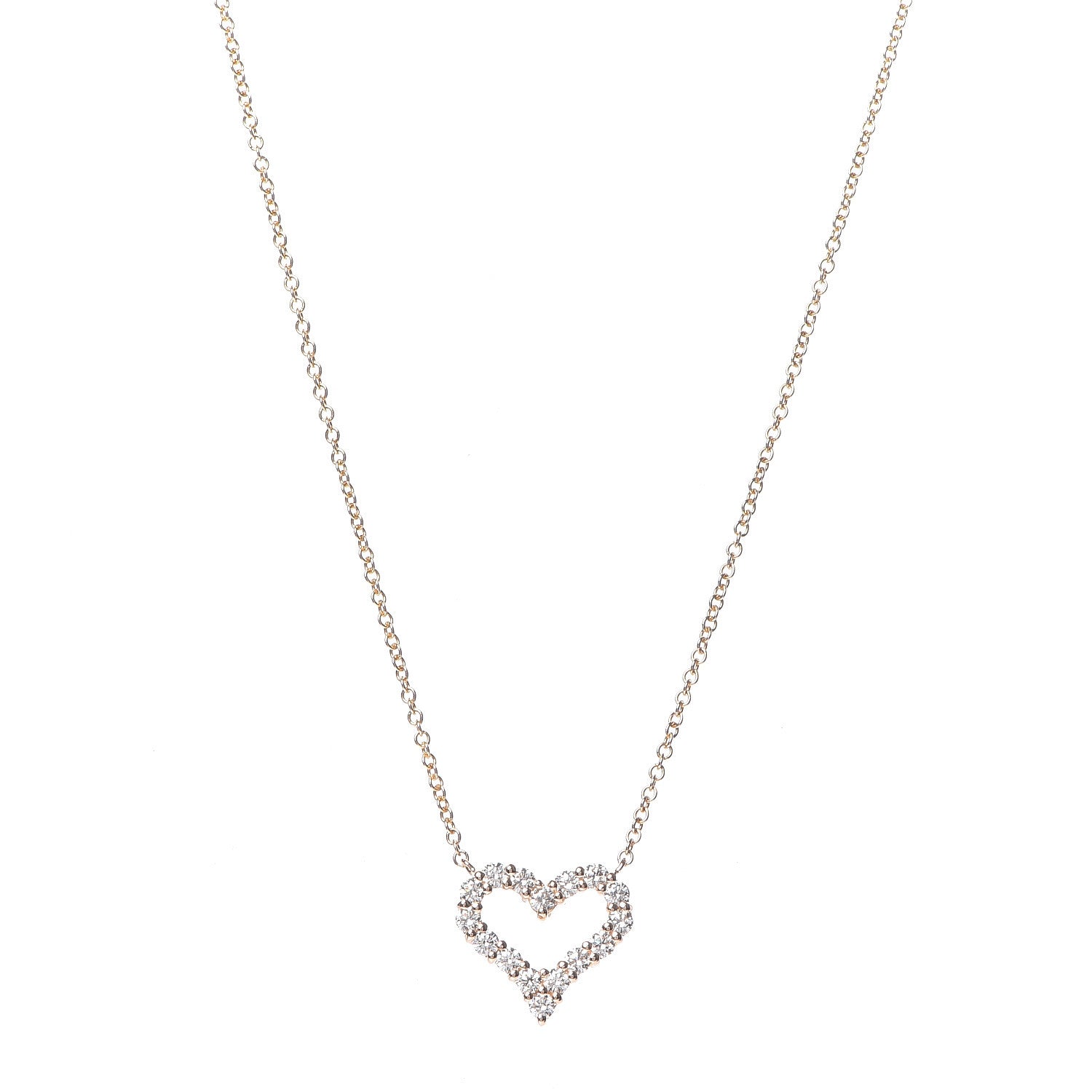 Tiffany 18K Rose Gold Diamond Mini Heart Pendant Necklace 4 of 6