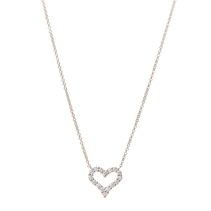 Tiffany 18K Rose Gold Diamond Mini Heart Pendant Necklace 4 of 6