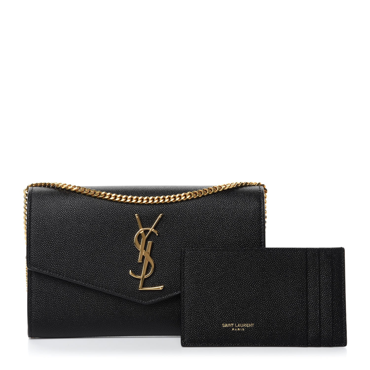 Saint Laurent Grain De Poudre Uptown Chain Wallet Black 3 of 11