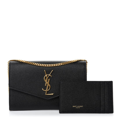 Saint Laurent Grain De Poudre Uptown Chain Wallet Black 3 of 11