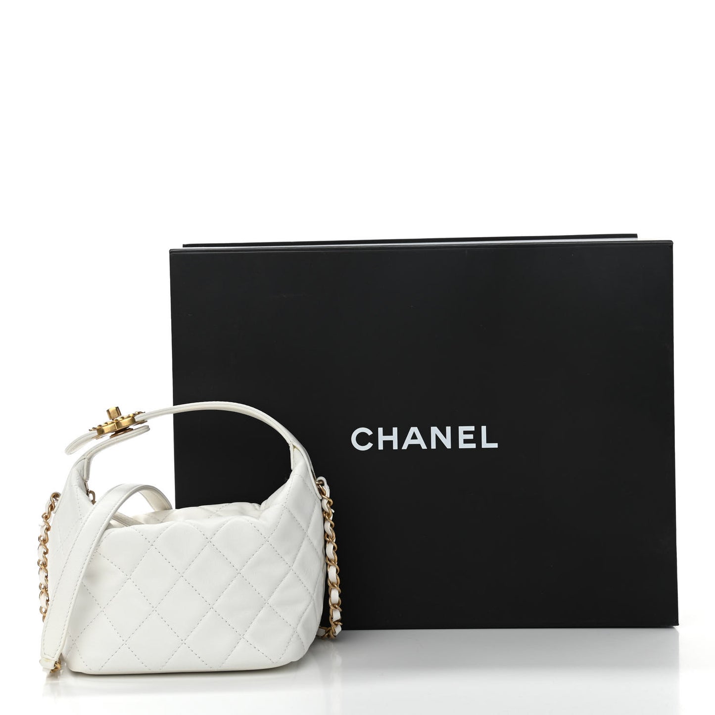 Lambskin Quilted Small Perfect Meeting Hobo White
