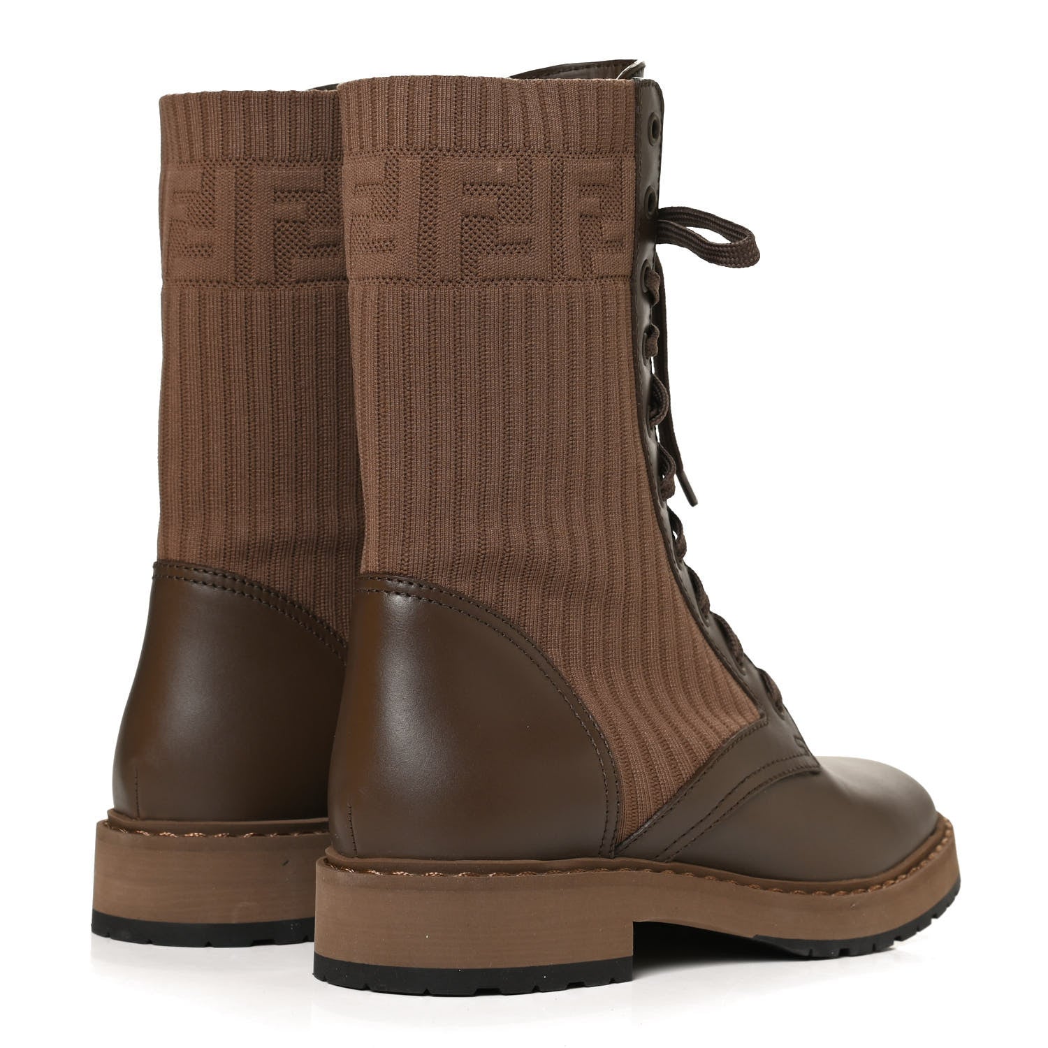 Fendi Vitello Stretch Fabric Rockoko Biker Boots 39 Maya Chocolate 4 of 11