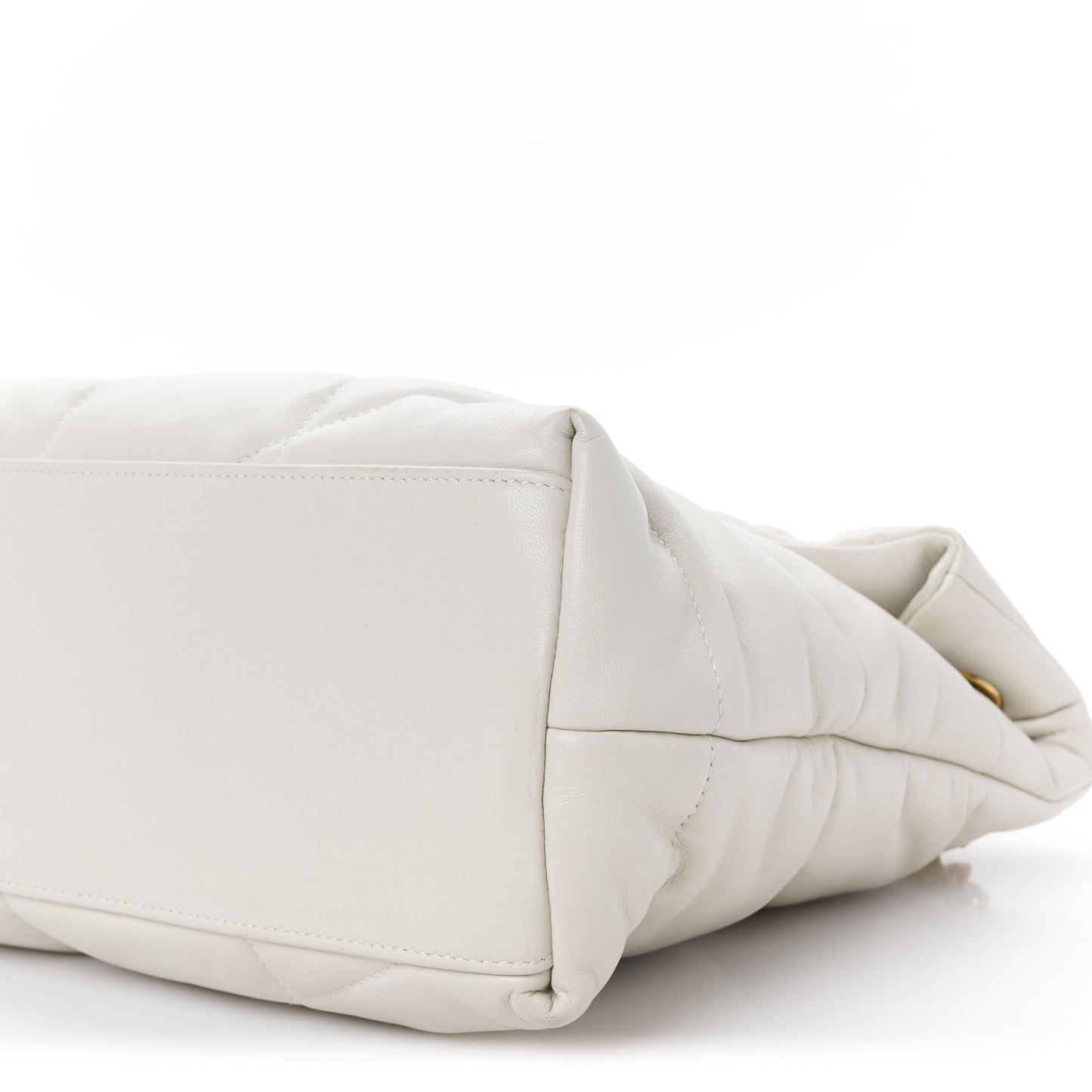 Lambskin Quilted Medium Loulou Puffer Monogram Chain Satchel Crema Soft