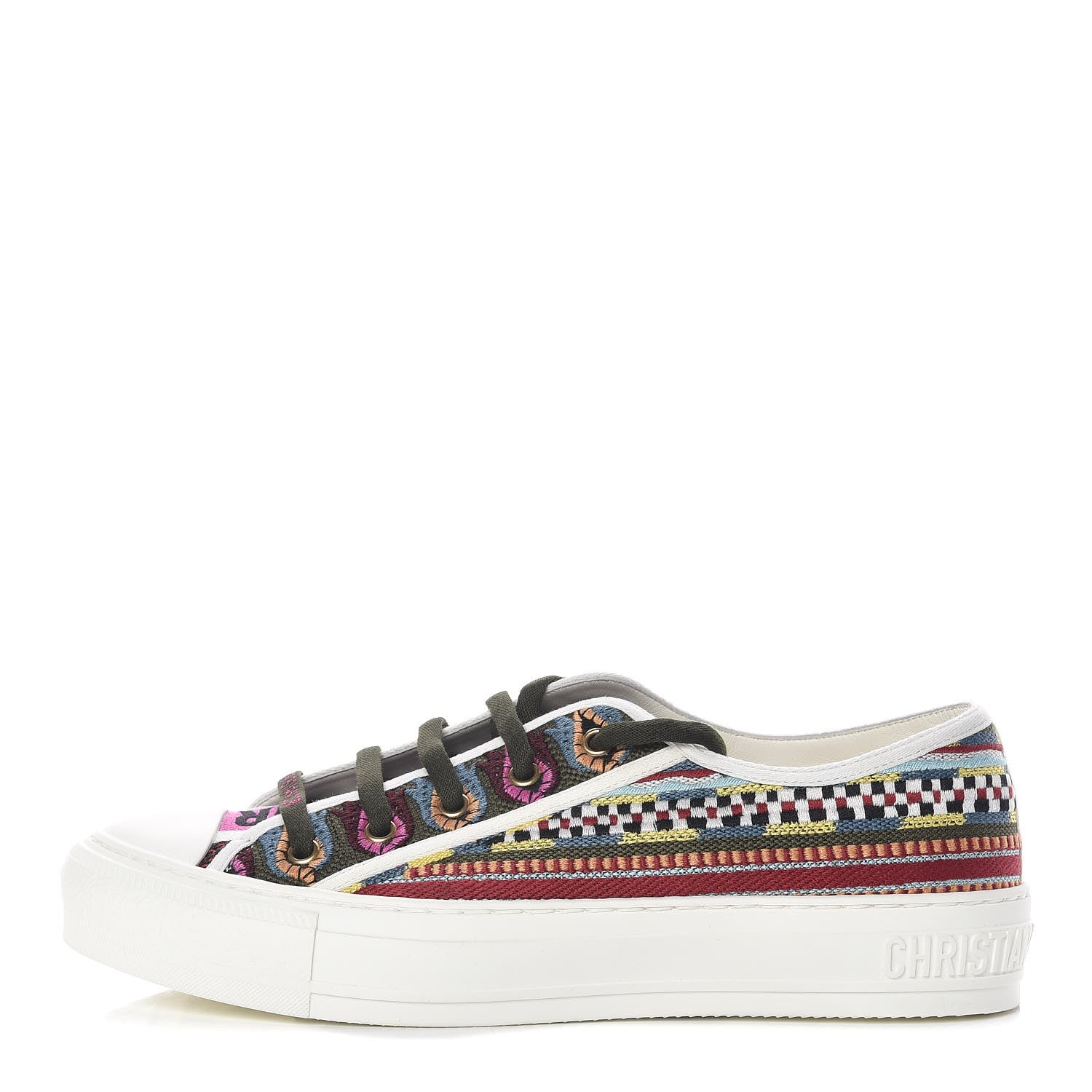 Christian Dior Canvas Ethnic Embroidered Womens Walk'N'Dior Low Top Sneakers 39.5 Fuchsia 1 of 8