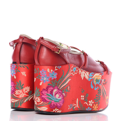 Gucci Malaga Kid Silk Hannelore Detachable Platform Slide 37 Hibiscus Red 7 of 17