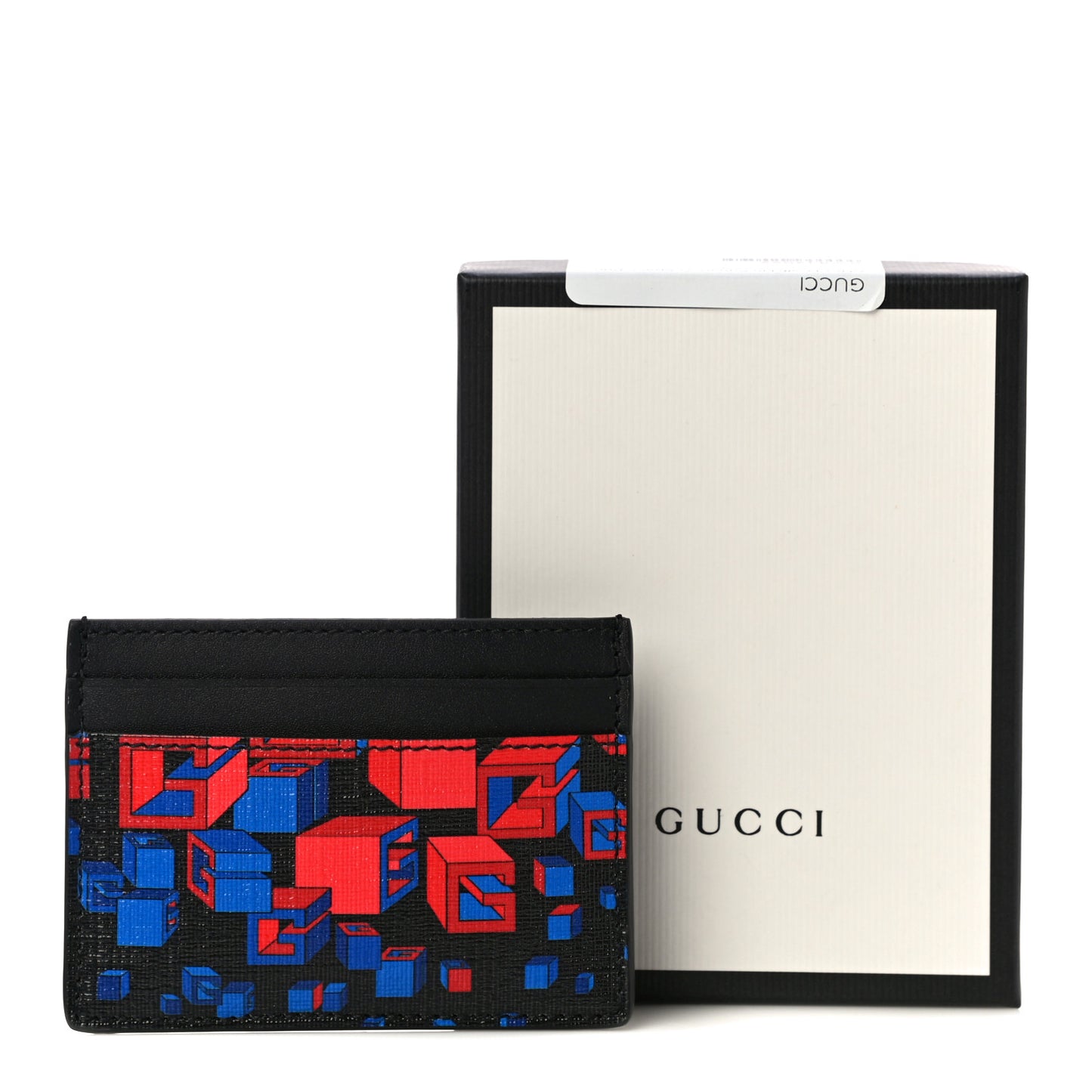 Canvas Moon Calfskin G Supreme Space Print Card Holder Black Red Blue