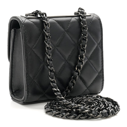 Chanel Lambskin Quilted Mini Trendy CC Clutch With Chain So Black 3 of 11