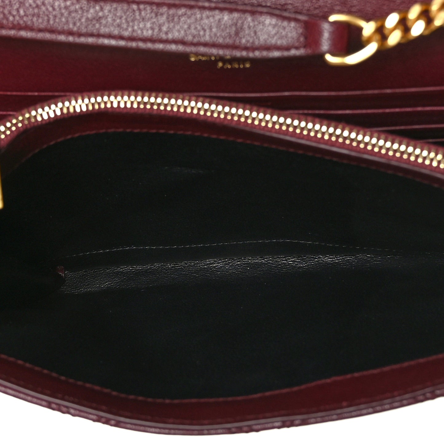 Lambskin Diamond Quilted Becky Chain Wallet in Burgundy