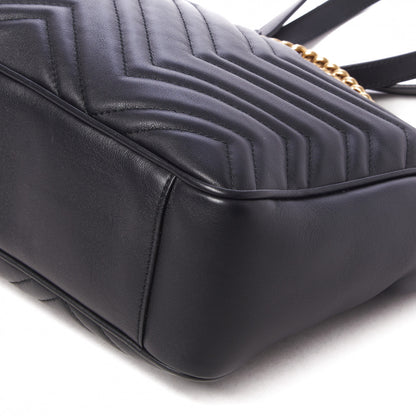 Gucci Calfskin Matelasse Medium GG Marmont Open Top Shoulder Bag Black 5 of 9