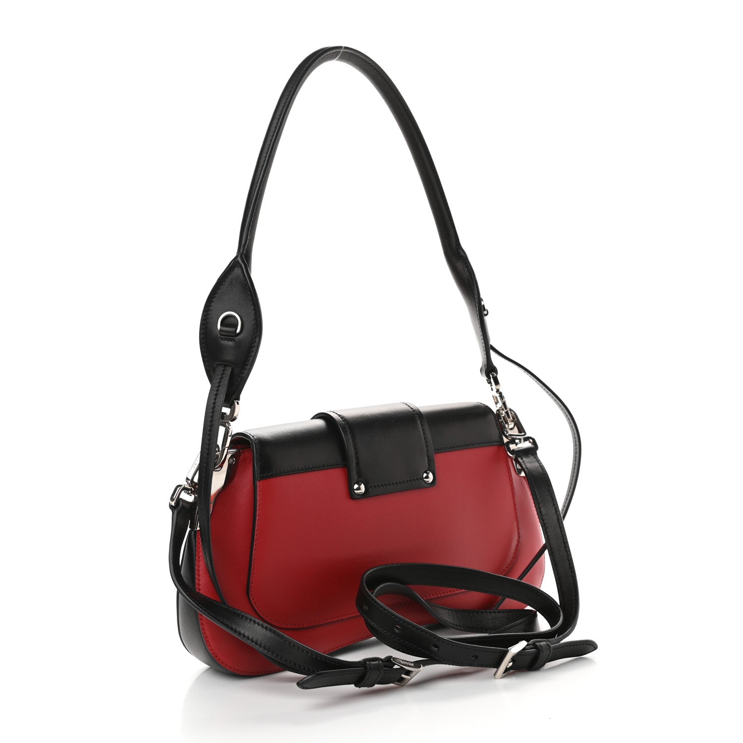 Prada City Calfskin Sidonie Shoulder Bag Rosso Black 3 of 10