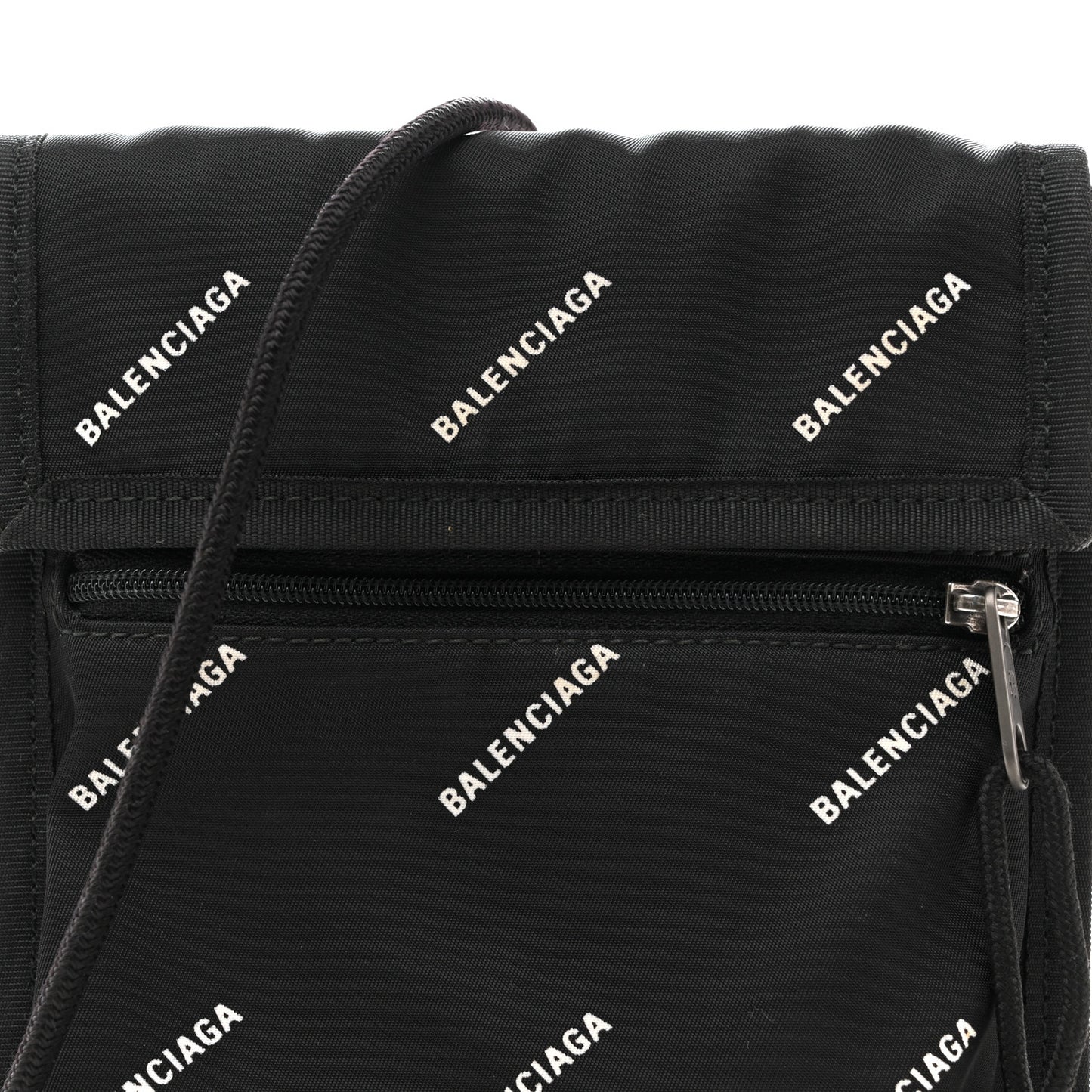 Nylon Allover Logo Small Explorer Crossbody Pouch Black White