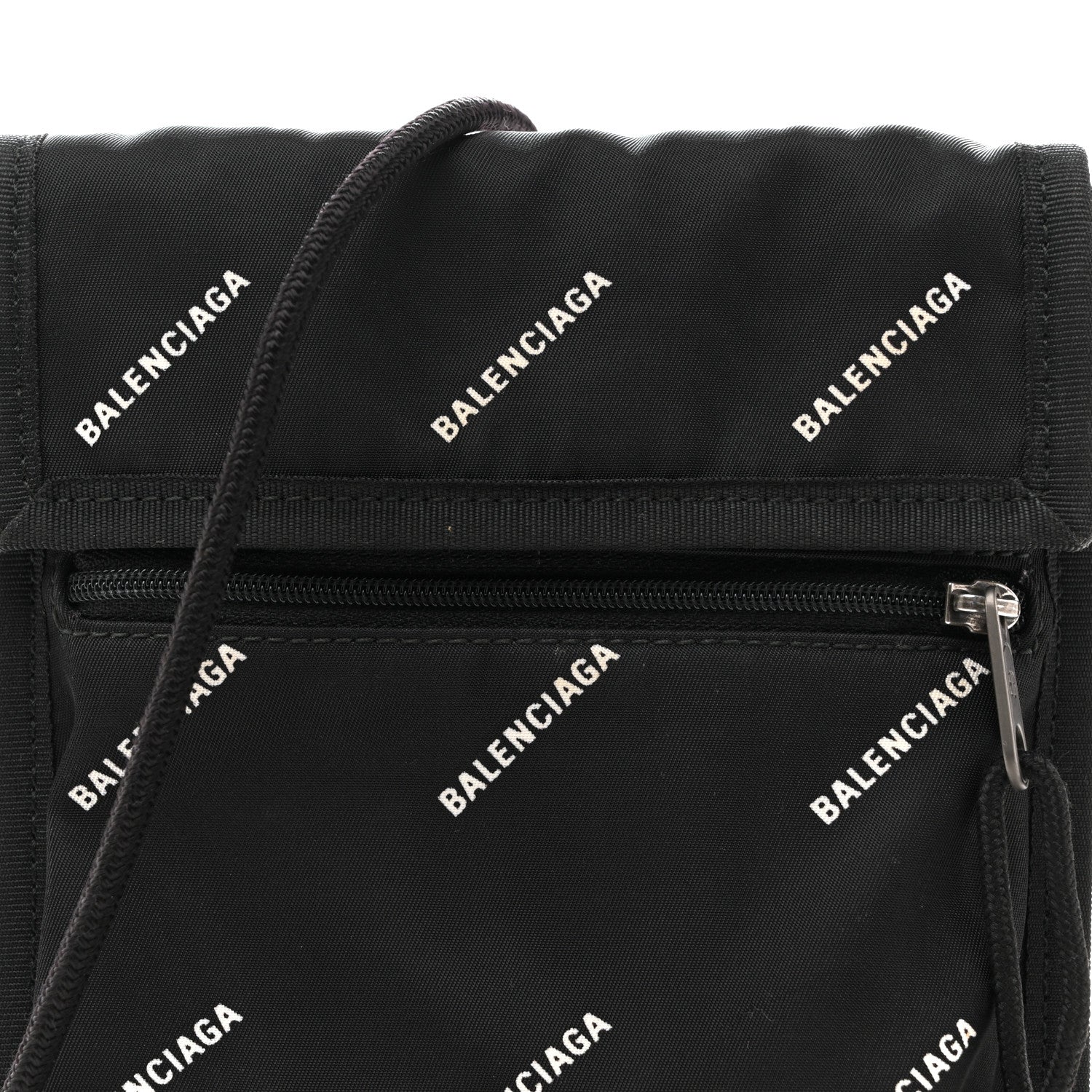 Balenciaga Nylon Allover Logo Small Explorer Crossbody Pouch Black White 8 of 12
