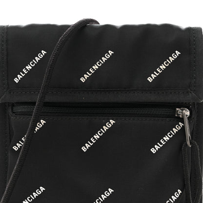 Balenciaga Nylon Allover Logo Small Explorer Crossbody Pouch Black White 8 of 12
