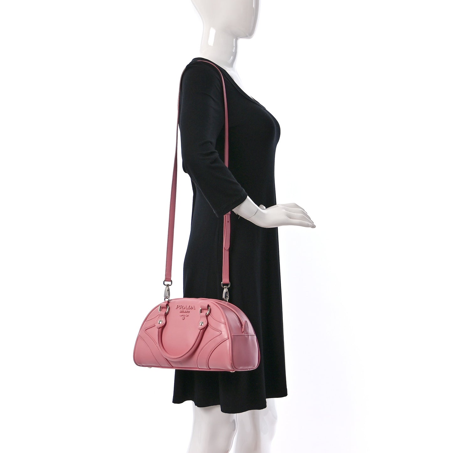 Soft Calfskin Monochrome Bowling Bag Petalo