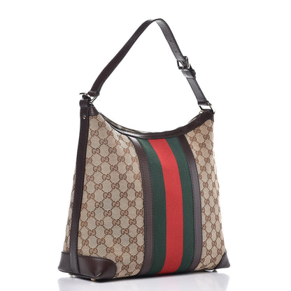 Gucci Monogram Vintage Web Medium Hobo Dark Brown 3 of 12