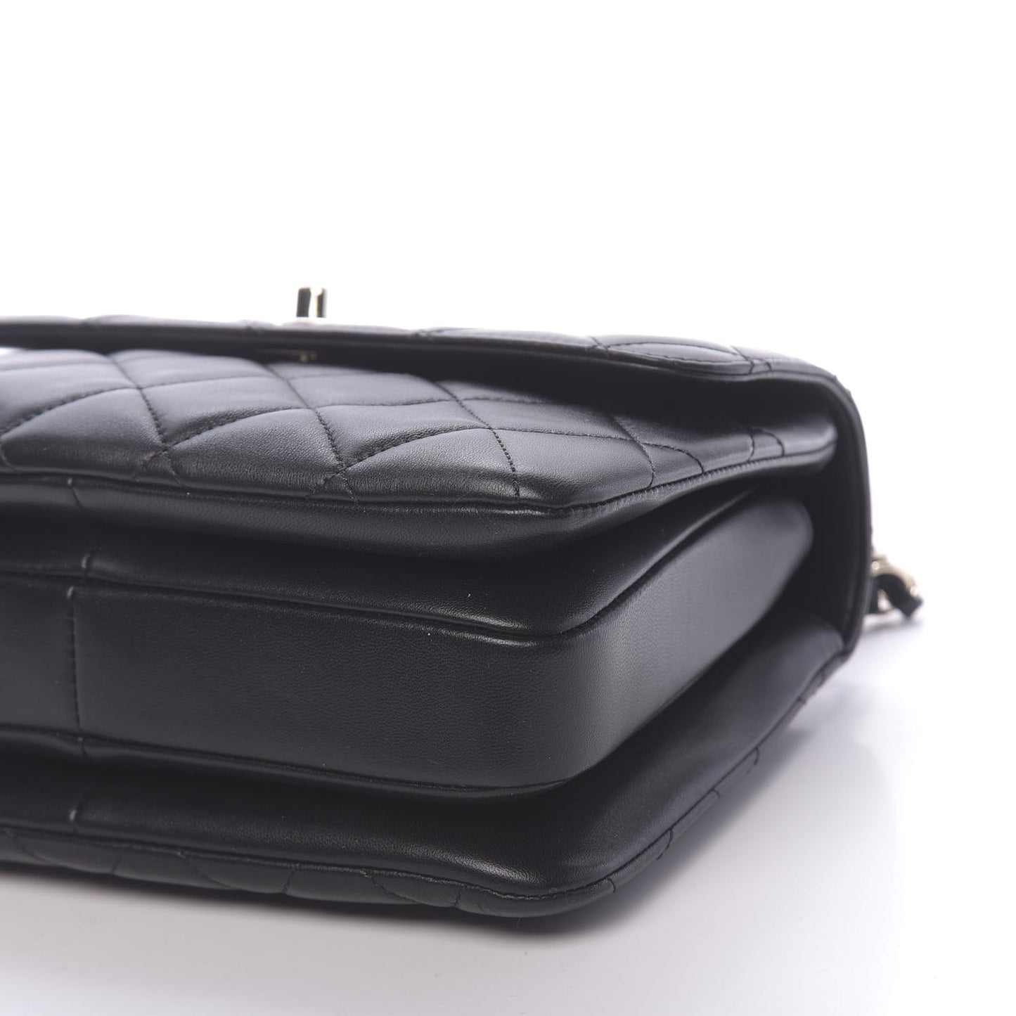 Lambskin Quilted Small Trendy CC Dual Handle Flap Bag Black