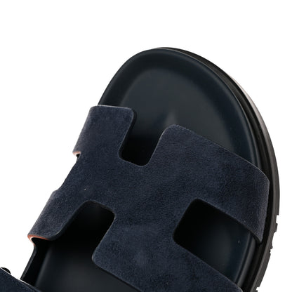 Hermes Suede Goatskin Womens Chypre Sandals 38.5 Bleu Celeste 9 of 10