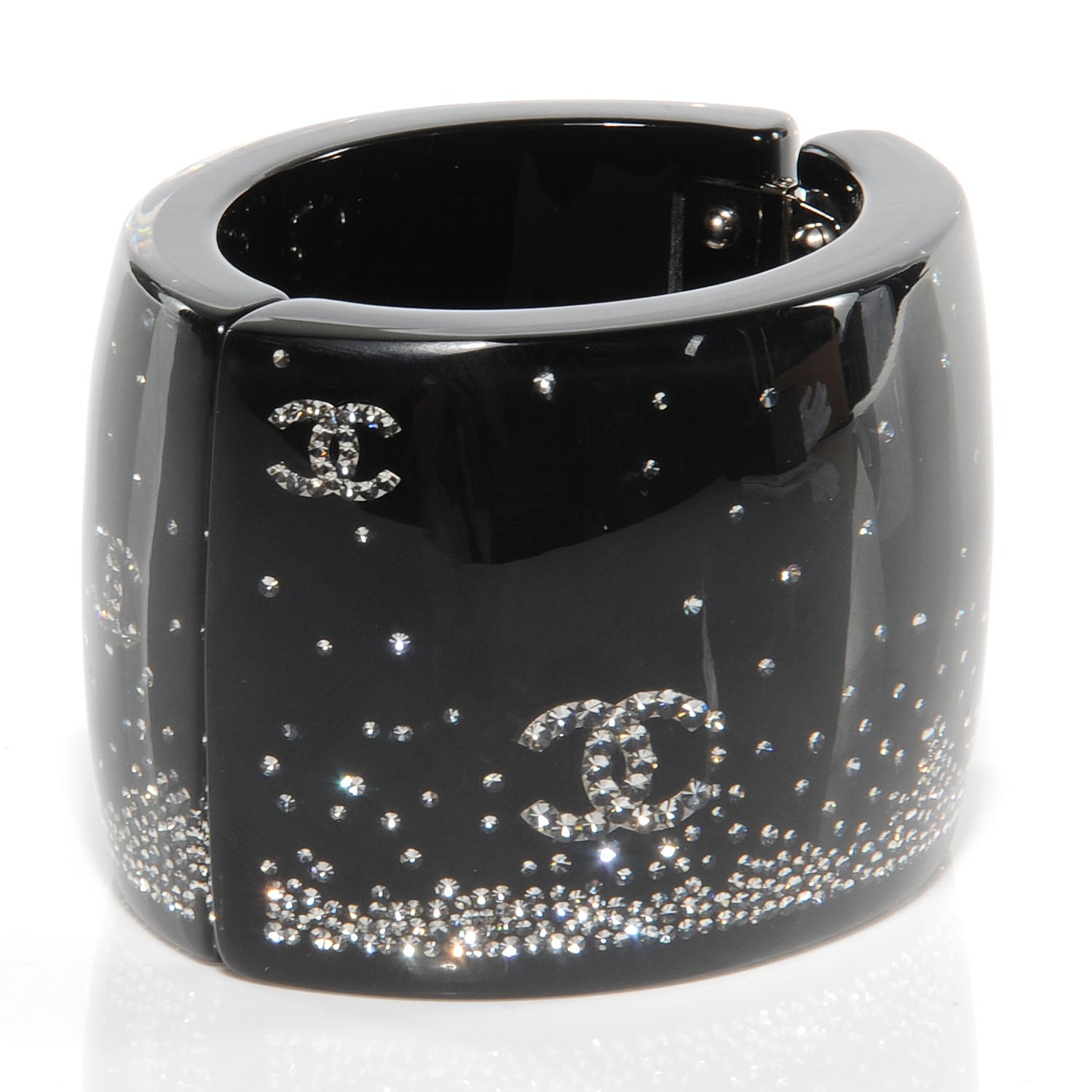 Chanel Resin Crystal CC Cuff Black 3 of 6