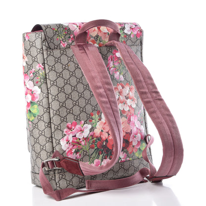 Gucci GG Supreme Monogram Blooms Medium Single Buckle Backpack Beige Multicolor Dry Rose 3 of 13