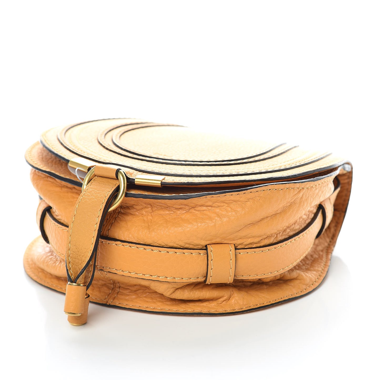 Calfskin Mini Marcie Round Crossbody Bag Burning Camel