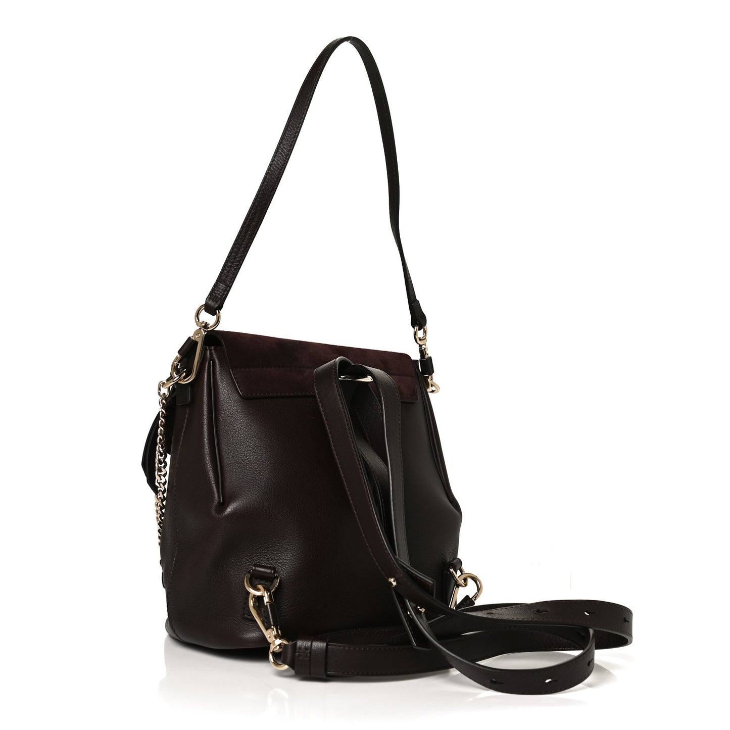 Suede Calfskin Small Faye Backpack Carbon Brown