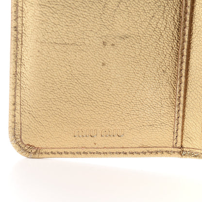 Miu Miu Metallic Goatskin Madras Bi-Color Tri-Fold Flap Wallet White Pyrite 7 of 16