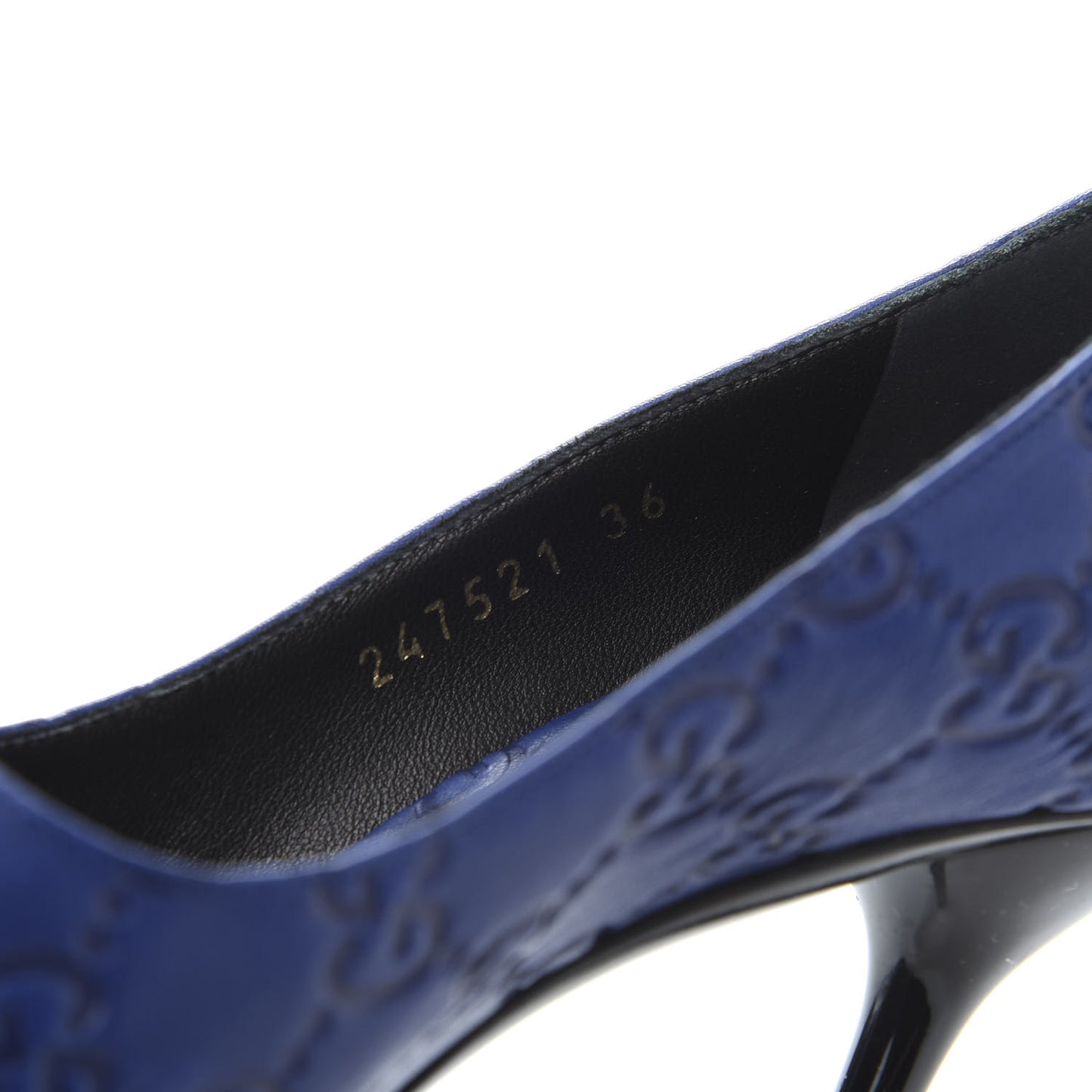 Soft Guccissima GG Peep Toe Heels 36 Blu Cina