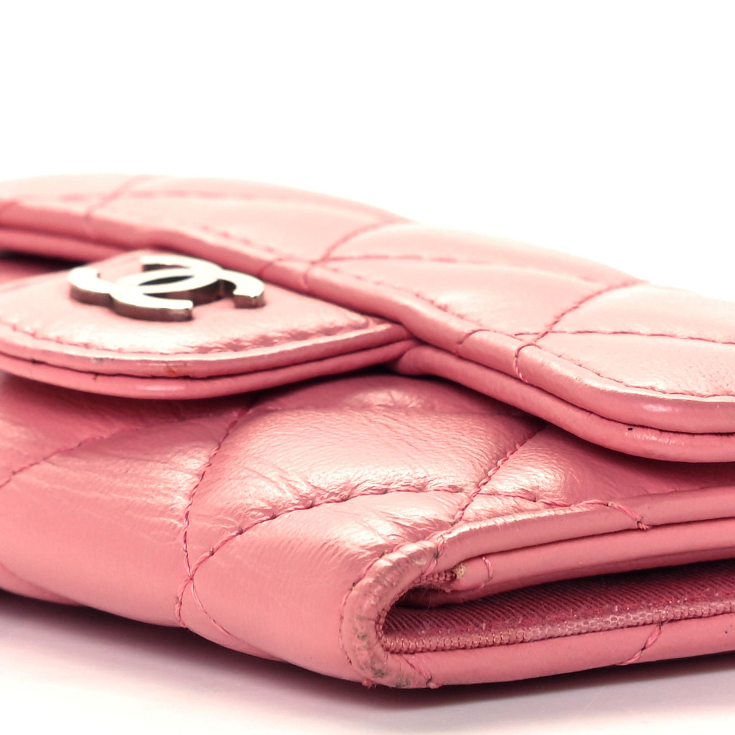 Lambskin Quilted 6 Key Holder Pink