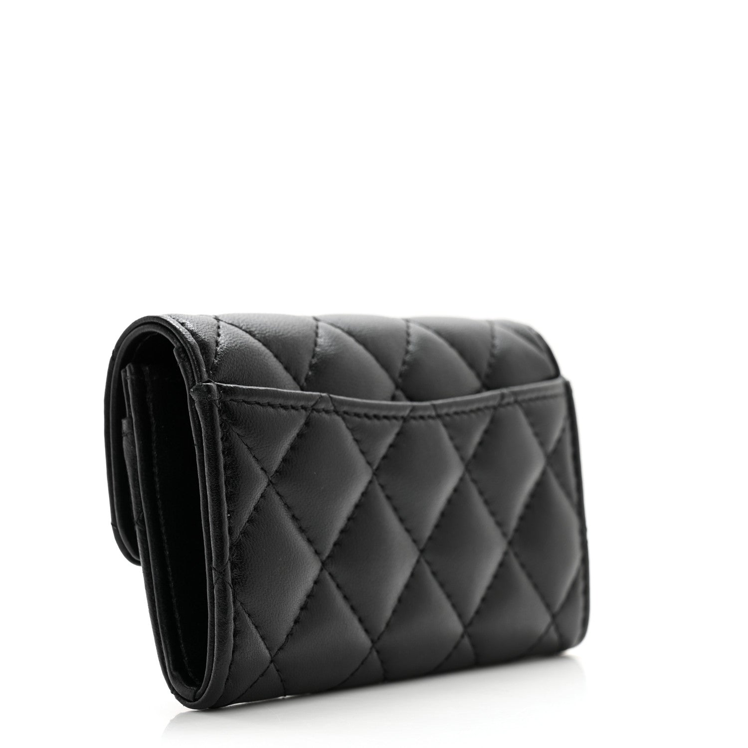 Chanel Lambskin Quilted Flap Card Holder Wallet So Black 3 of 10