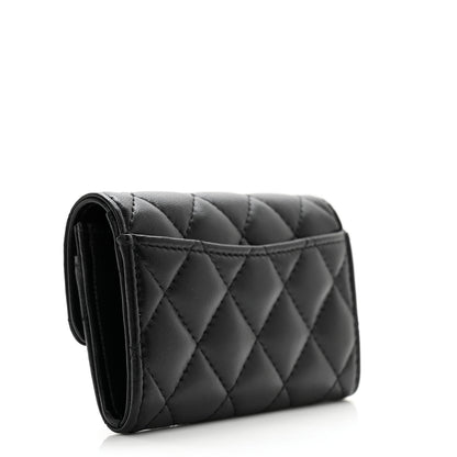 Chanel Lambskin Quilted Flap Card Holder Wallet So Black 3 of 10