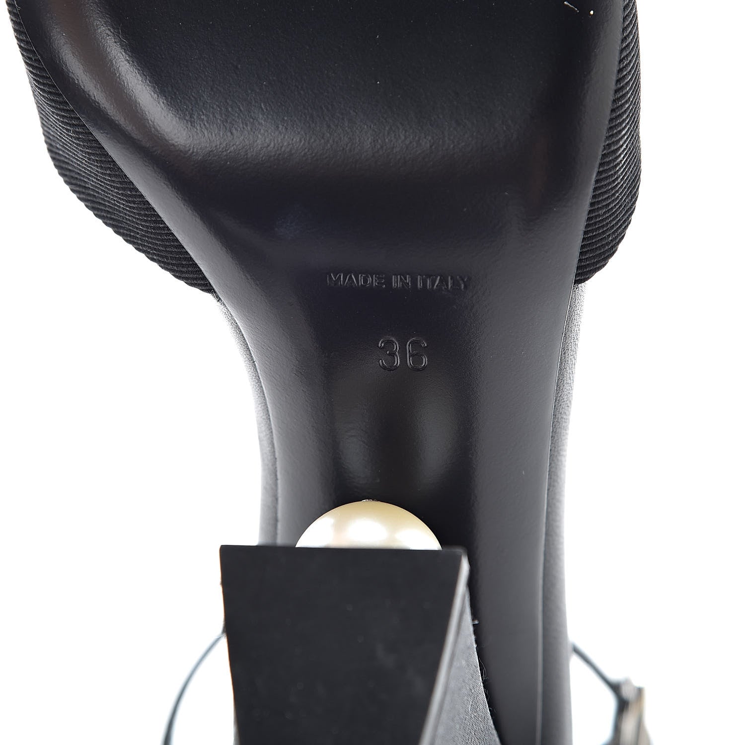 Chanel Lambskin Grosgrain Open Toe Pearl Sandal Heels 36 Black 8 of 12