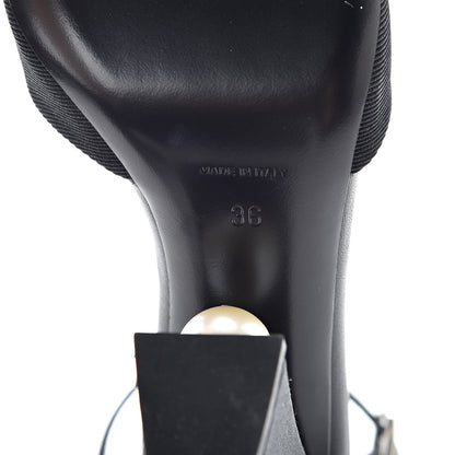 Chanel Lambskin Grosgrain Open Toe Pearl Sandal Heels 36 Black 8 of 12