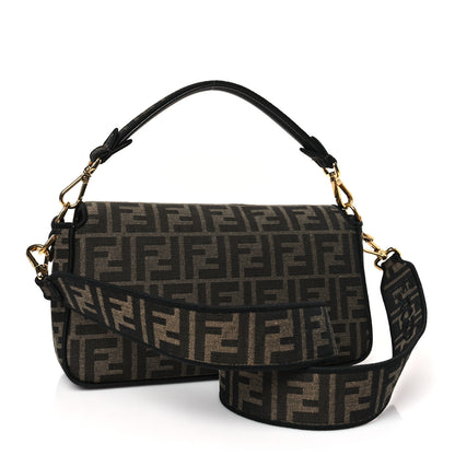 Fendi Fabric Jacquard FF 1974 Medium Baguette Tobacco Moro Black 3 of 9